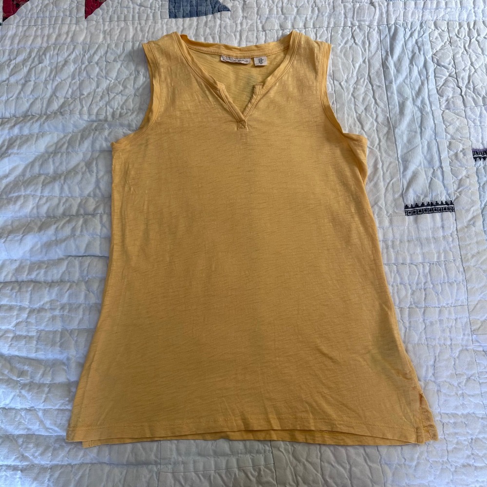 Christian Siriano Tank Top Yellow Pima Cotton Split Neck XS